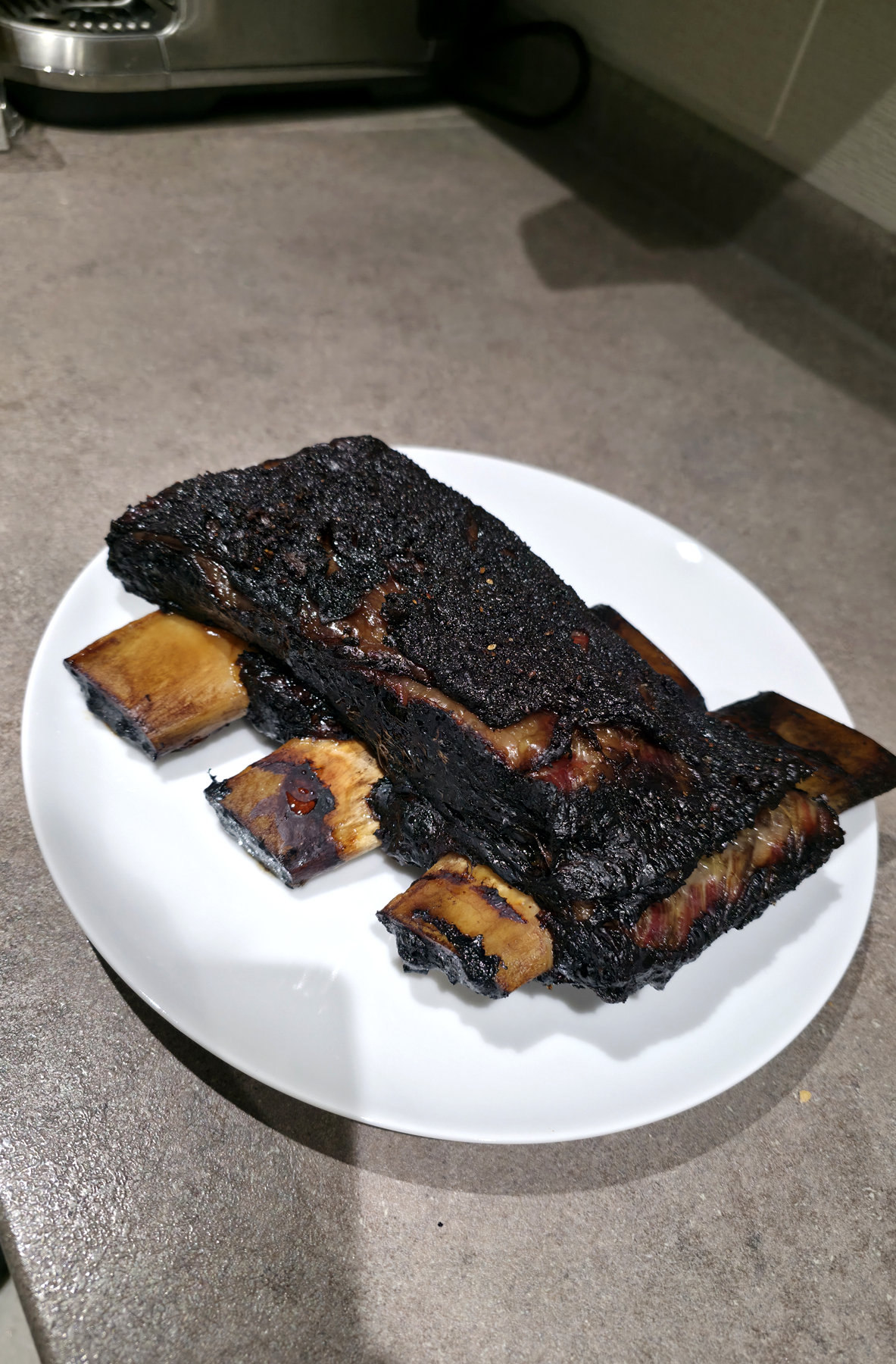 Another batch of smoked beef short ribs plated after cooking on 18 April 2026